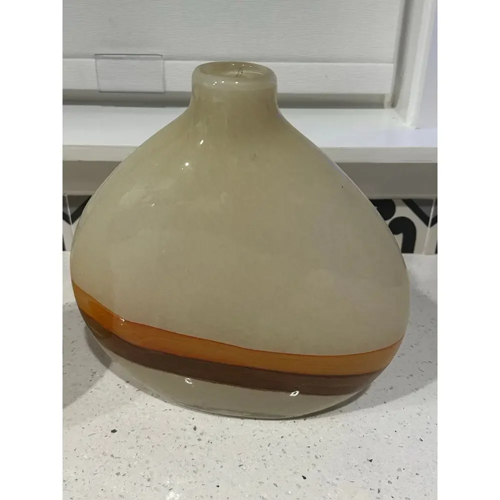 Pier 1 Set of 2 Art Glass Vases Brown & Orange 12